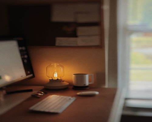 work desk with soft light